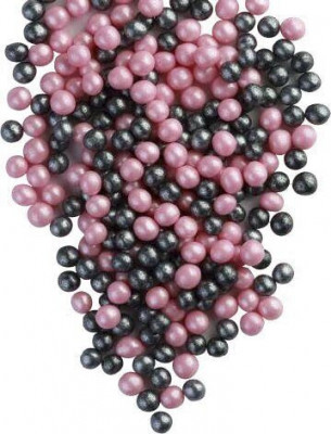 Драже зерновое в шоколадной глазури Жемчуг Микс розовый/черный (3 размера) (1,5*9кг)