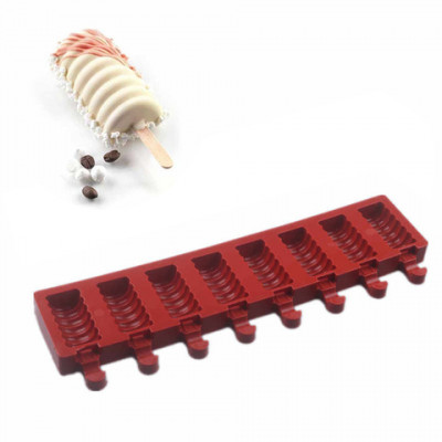 Форма силиконовая для мороженого 2540 Рифленая 33*66мм 8яч. 621060
